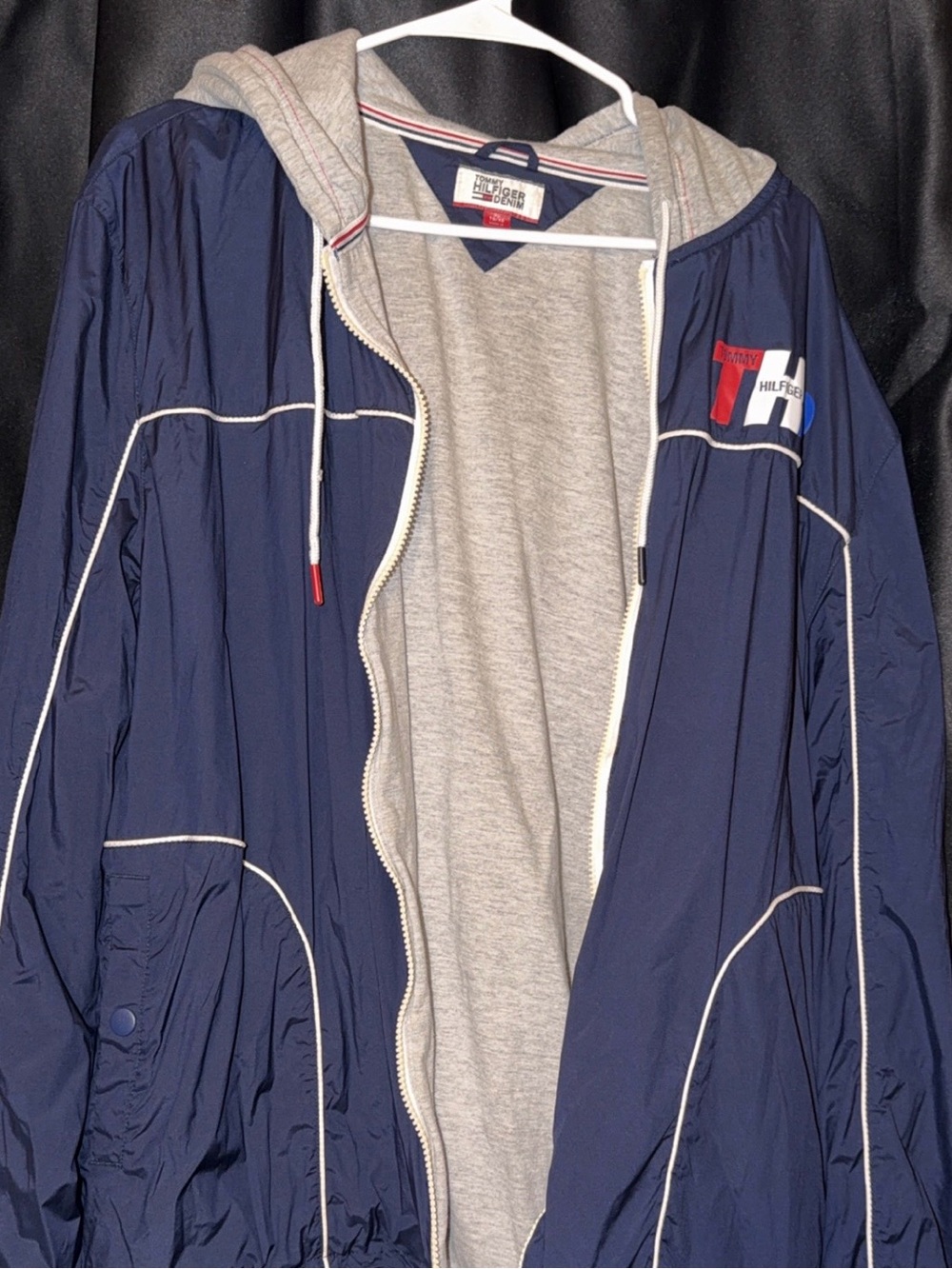 Tommy Hilfiger Navy Windbreaker with Grey Hooded Liner